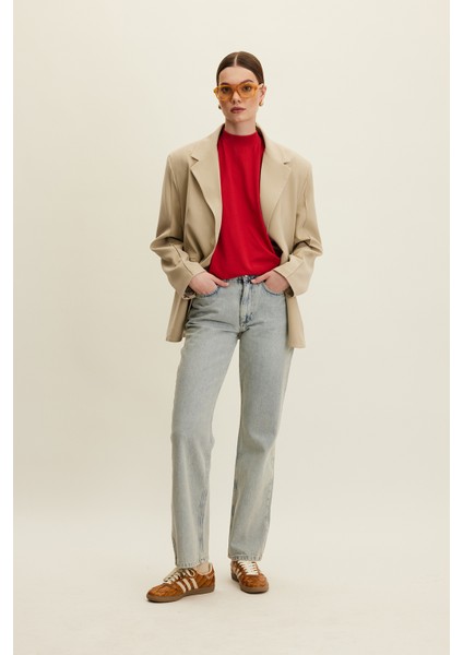 Klasik Kesim Blazer Ceket Bej