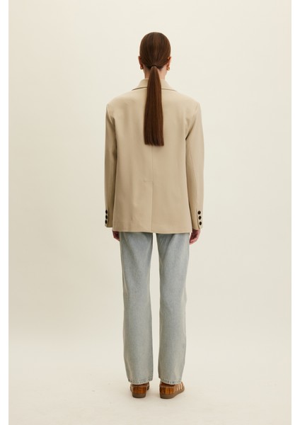 Klasik Kesim Blazer Ceket Bej