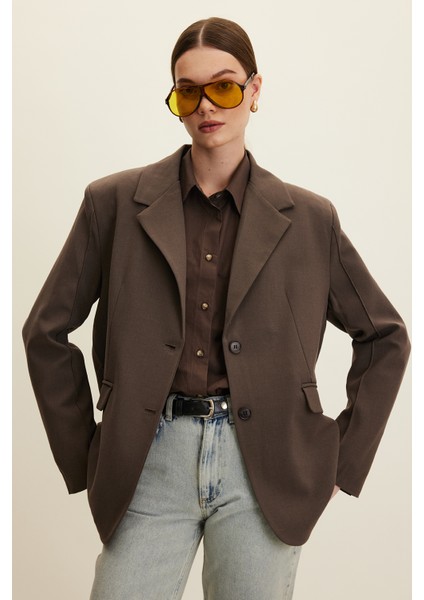 Klasik Kesim Blazer Ceket Vizon