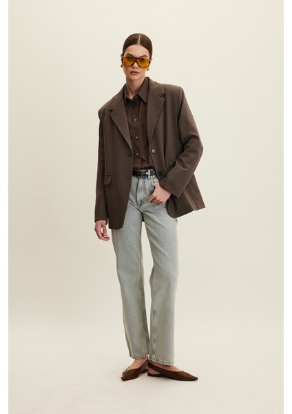 Klasik Kesim Blazer Ceket Vizon
