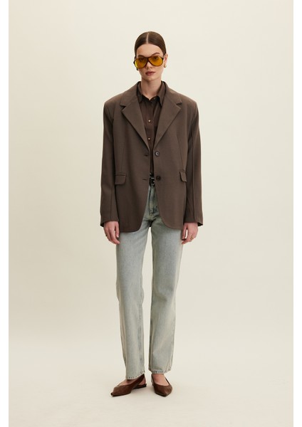 Klasik Kesim Blazer Ceket Vizon