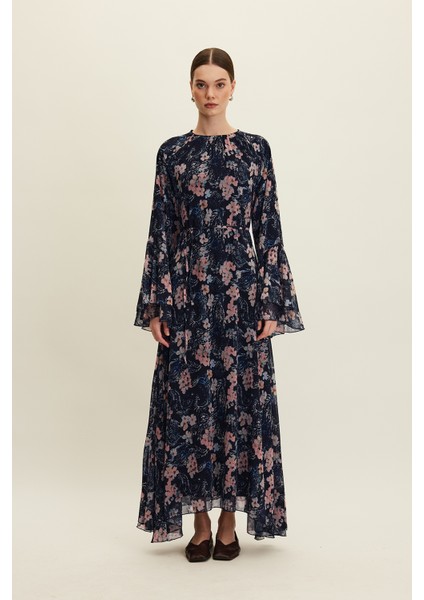 Şifon Volanlı Elbise Floral