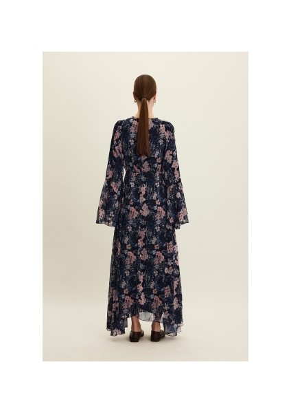 Şifon Volanlı Elbise Floral