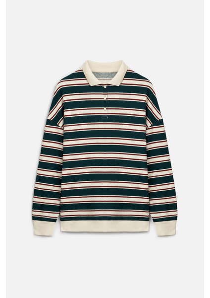 Polo Yaka Oversıze Sweatshırt Yeşil fiyatları