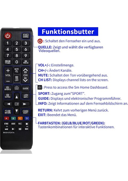 Samsung Smart Tv Için Evrensel Uzaktan Kumanda BN59-01175N AA59-00603A Samsung Uzaktan Kumanda Için Tümüyle Uyumlu (Yurt Dışından)