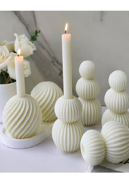 Dekoratif Yuvarlak Çizgili Pinterest Şamdan Mumluk