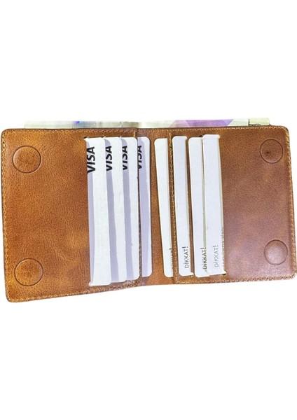 Hakiki Gerçek Deri Cüzdan Para Koyma Bölmeli Kartlık ve Mıknatıs Kapama - Unisex