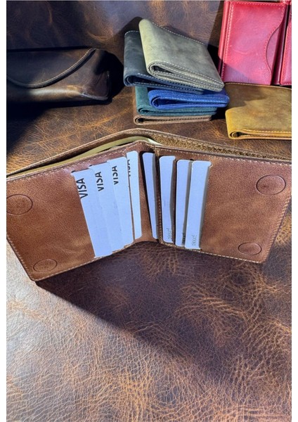 Hakiki Gerçek Deri Cüzdan Para Koyma Bölmeli Kartlık ve Mıknatıs Kapama - Unisex fırsatları