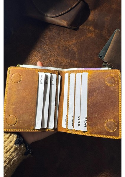 Hakiki Gerçek Deri Cüzdan Para Koyma Bölmeli Kartlık ve Mıknatıs Kapama - Unisex