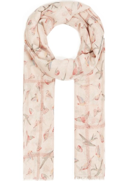 Kuş Baskılı Bej Şal 196288-27151 fiyatları