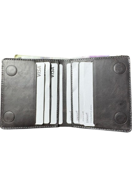 Hakiki Gerçek Deri Cüzdan Para Koyma Bölmeli Kartlık ve Mıknatıs Kapama - Unisex