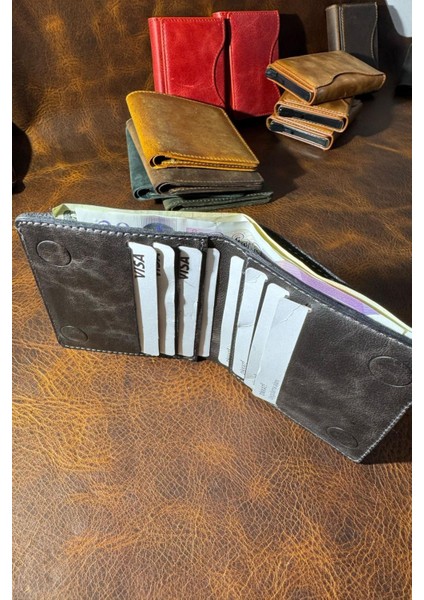 Hakiki Gerçek Deri Cüzdan Para Koyma Bölmeli Kartlık ve Mıknatıs Kapama - Unisex fırsatları