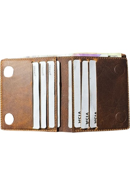 Hakiki Gerçek Deri Cüzdan Para Koyma Bölmeli Kartlık ve Mıknatıs Kapama - Unisex