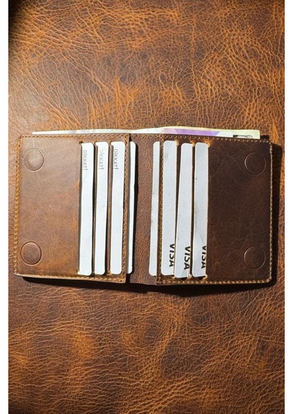 Hakiki Gerçek Deri Cüzdan Para Koyma Bölmeli Kartlık ve Mıknatıs Kapama - Unisex fırsatları