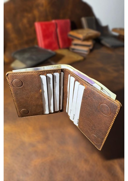 Hakiki Gerçek Deri Cüzdan Para Koyma Bölmeli Kartlık ve Mıknatıs Kapama - Unisex indirimleri