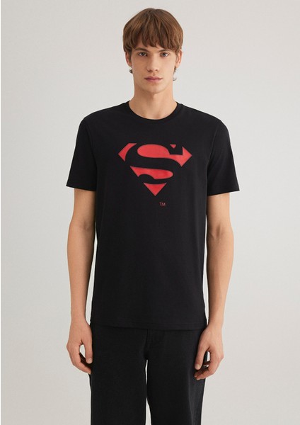 Superman Baskılı Siyah Tişört 066875-900 fırsatları