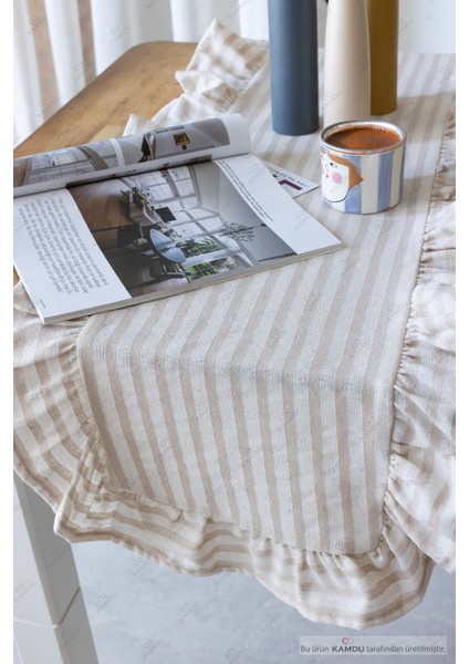 40 x 125 cm Vintage Fırfırlı Keten Pamuklu Amerikan Runneri,amerikan Servis fiyatları