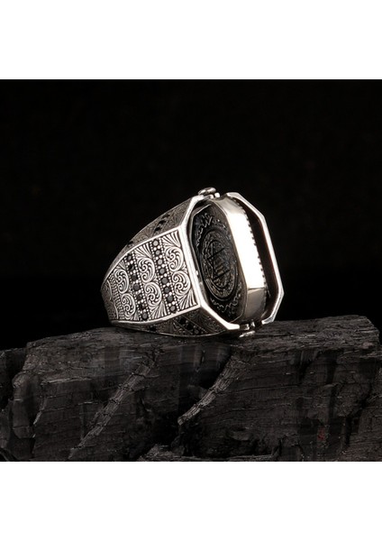 Hz Süleyman Mührü Türk Yazılı Çift Taraflı Gümüş Yüzük indirimleri