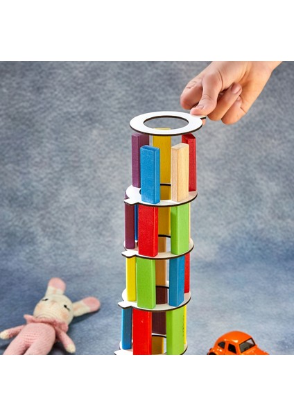 Renkli Tower Plus Jenga Büyük Boy Doğal Ahşap Denge Kule Oyunu modelleri