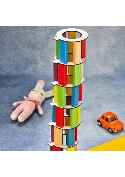 Renkli Tower Plus Jenga Büyük Boy Doğal Ahşap Denge Kule Oyunu fırsatları