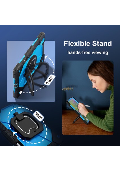 Huawei Matepad Air 11.5 INÇ(2023)/MATEPAD 11.5 Kickstand Kılıf Silikon + Pc Tablet Kapağı-Siyah/mavi (Yurt Dışından)