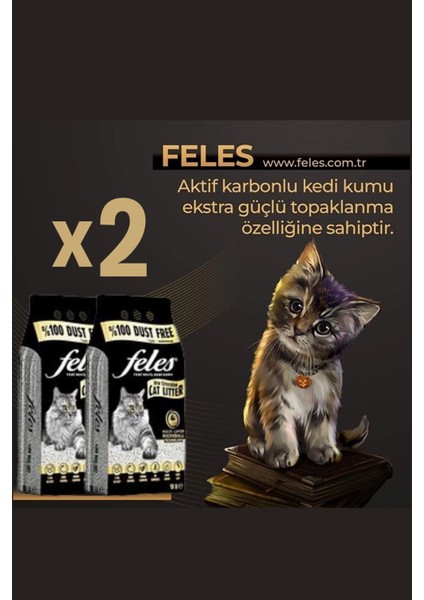 Maswa Feles Tozsuz Kedi Kumu 10 Lt x 2 Adet (Doğal, Aktif Karbonlu)