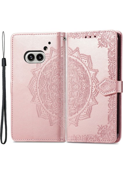 Nothing Telefon (2A) Plus/telefon (2A) Kılıfı Pu Deri Mandala Desenli Katma Kapaklı Cüzdan Telefon Kapağı-Gri (Yurt Dışından)