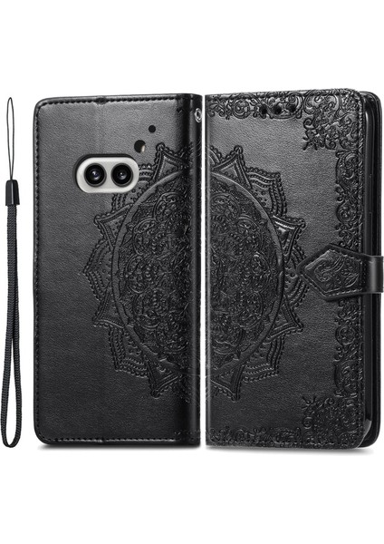 Nothing Telefon (2A) Plus/telefon (2A) Kılıfı Pu Deri Mandala Desenli Katma Kapaklı Cüzdan Telefon Kapağı-Gri (Yurt Dışından)