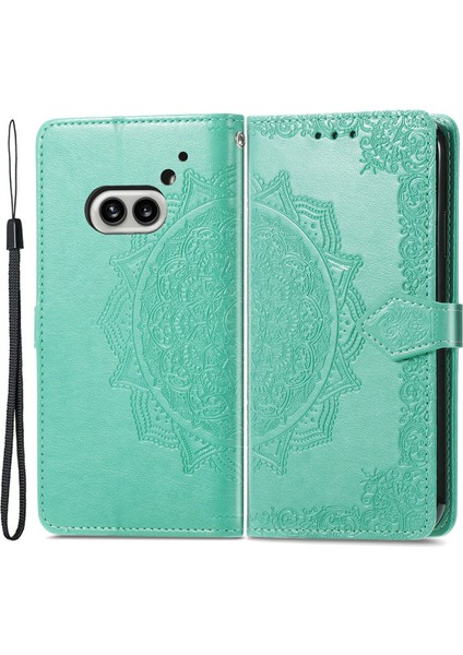 Nothing Telefon (2A) Plus/telefon (2A) Kılıfı Pu Deri Mandala Desenli Katma Kapaklı Cüzdan Telefon Kapağı-Gri (Yurt Dışından)