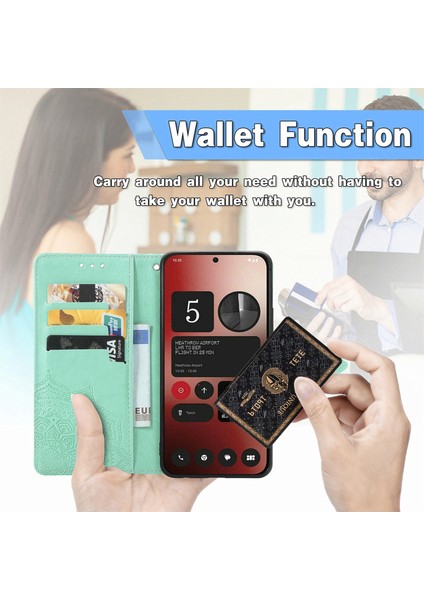 Nothing Telefon (2A) Plus/telefon (2A) Kılıfı Pu Deri Mandala Desenli Katma Kapaklı Cüzdan Telefon Kapağı-Gri (Yurt Dışından) fırsatları