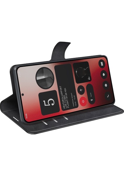 For Nothing Telefon (2A) Plus/telefon (2A) Kılıf Pu Deri+Tpu Telefon Kabuğu Buzağı Dokulu Cüzdan Standlı Kapak-Siyah (Yurt Dışından) modelleri