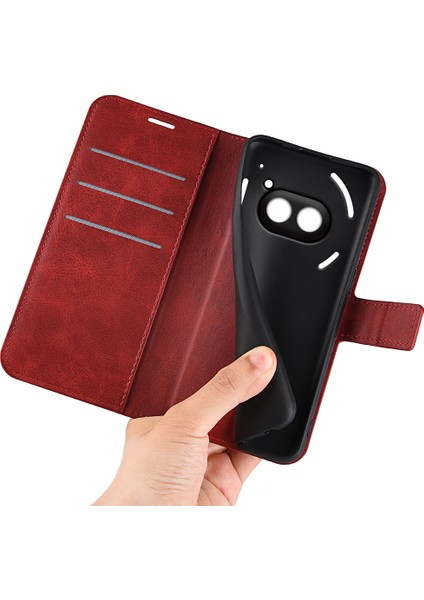 For Nothing Telefon (2A) Plus/telefon (2A) Kılıf Pu Deri+Tpu Telefon Kabuğu Buzağı Dokulu Cüzdan Standlı Kapak-Kırmızı (Yurt Dışından) fırsatları