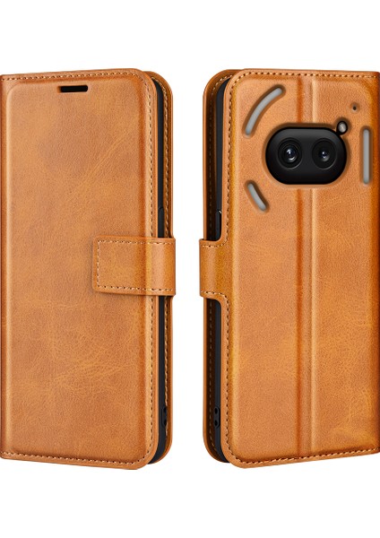 For Nothing Telefon (2A) Plus/telefon (2A) Kılıf Pu Deri+Tpu Telefon Kabuğu Buzağı Dokulu Cüzdan Standlı Kapak-Sarı (Yurt Dışından)