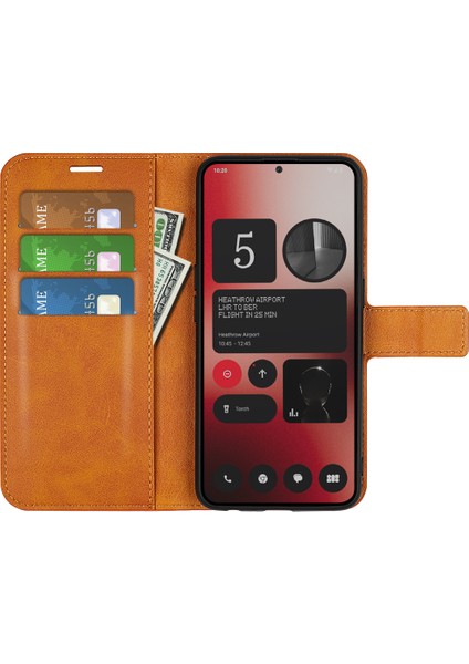 For Nothing Telefon (2A) Plus/telefon (2A) Kılıf Pu Deri+Tpu Telefon Kabuğu Buzağı Dokulu Cüzdan Standlı Kapak-Sarı (Yurt Dışından)
