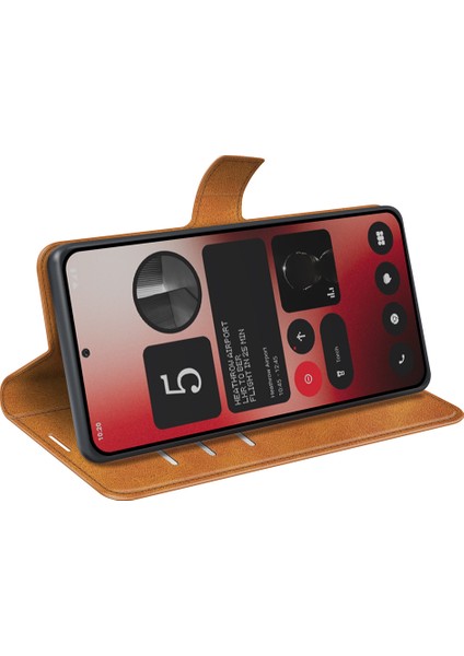 For Nothing Telefon (2A) Plus/telefon (2A) Kılıf Pu Deri+Tpu Telefon Kabuğu Buzağı Dokulu Cüzdan Standlı Kapak-Sarı (Yurt Dışından)