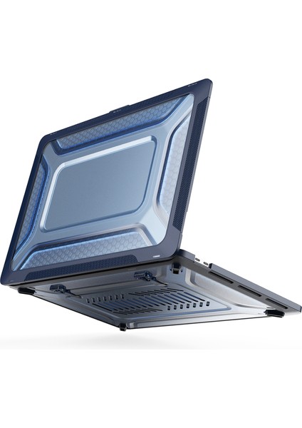 MacBook Pro 16 Inç (2019) A2141 Laptop Kapak Çift Katmanlı Sert Pc Yumuşak Tpu Kabuk Kılıf ile Kickstand-Safir (Yurt Dışından)