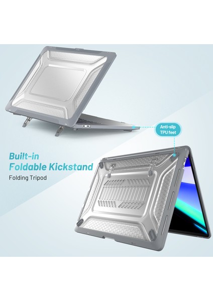 MacBook Pro 16 INÇ(2019)A2141 Laptop Kılıfı Için Çift Katmanlı Sert Pc Yumuşak Tpu Kabuk Kılıfı, Kickstand-Gri (Yurt Dışından) modelleri