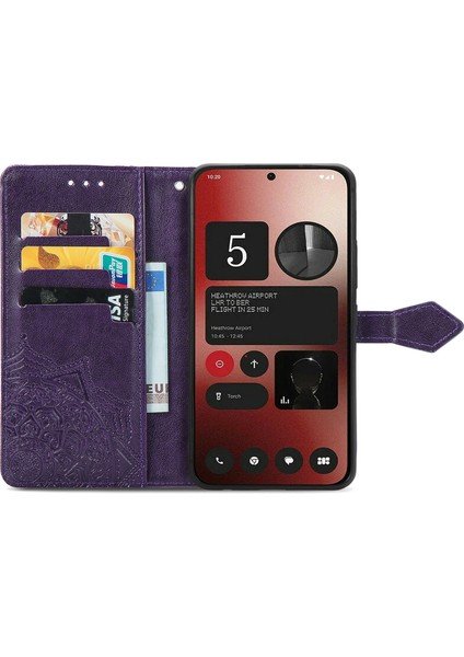 Nothing Telefon (2A) Plus/telefon (2A) Kılıfı Pu Deri Mandala Desenli Katma Kapaklı Cüzdan Telefon Kapağı-Gri (Yurt Dışından) fiyatları