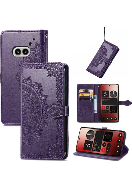 Nothing Telefon (2A) Plus/telefon (2A) Kılıfı Pu Deri Mandala Desenli Katma Kapaklı Cüzdan Telefon Kapağı-Gri (Yurt Dışından) fırsatları