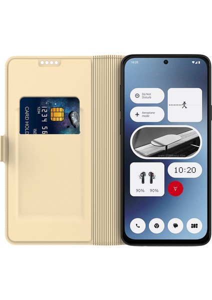 Nothing Telefon (2A) Plus/telefon (2A) Kılıfı Katlanır Stand Pu Deri Şok Emici Telefon Kapağı-Siyah (Yurt Dışından) modelleri
