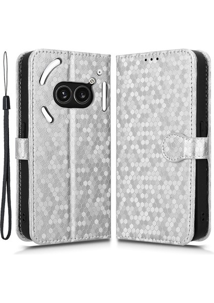 Nothing Telefon (2A) Plus/telefon (2A) Cüzdan Kılıfı Nokta Baskılı Manyetik Kapanan Telefon Kapağı-Koyu Mavi (Yurt Dışından)