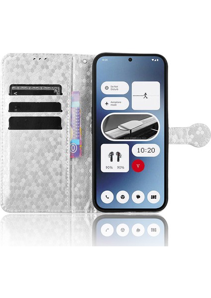 Nothing Telefon (2A) Plus/telefon (2A) Cüzdan Kılıfı Nokta Baskılı Manyetik Kapanan Telefon Kapağı-Koyu Mavi (Yurt Dışından)