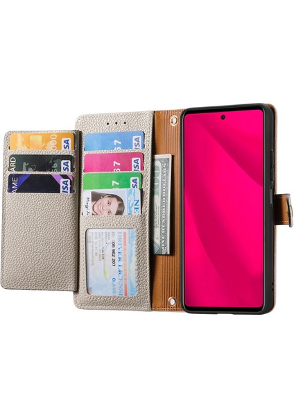 Nothing Telefon (2A) Plus Kılıf Rfıd Engelleme Fermuarlı Cep Deri Cüzdan Telefon Kapağı-Gri (Yurt Dışından)