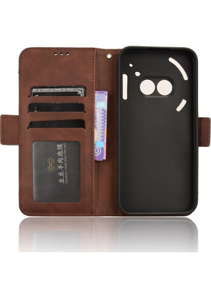 Nothing Telefon (2A) Plus/telefon (2A) Deri Kılıf Çoklu Kart Yuvaları Manyetik Kapaklı Telefon Kapağı-Kahverengi (Yurt Dışından)