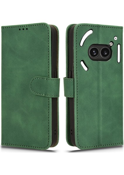 Nothing Telefon (2A) Plus/telefon (2A) Cüzdan Kılıf Skin-Touch Katlanır Standlı Deri Telefon Kılıfı-Siyah (Yurt Dışından)