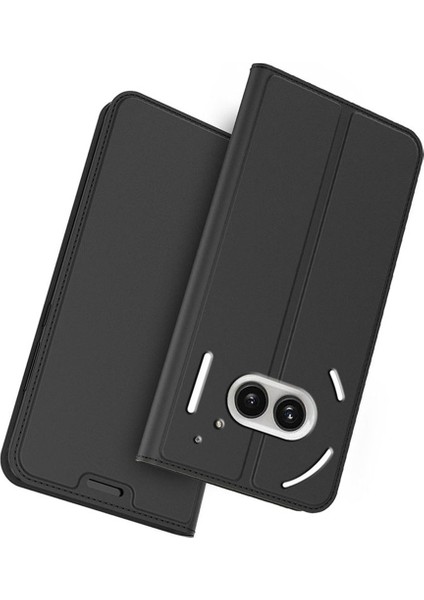Nothing Telefon (2A) Plus/telefon (2A) Kılıf Deri Kapaklı Stand Telefon Kapağı Gizli Manyetik Adsorpsiyon-Siyah (Yurt Dışından)