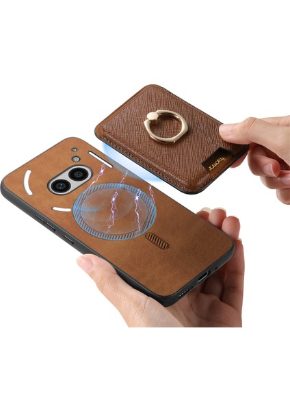 For Nothing Telefon (2A) Plus/telefon (2A) Manyetik Kılıf Deri+Tpu Telefon Kapağı Çıkarılabilir Kart Çantası-Kahverengi (Yurt Dışından) indirimleri