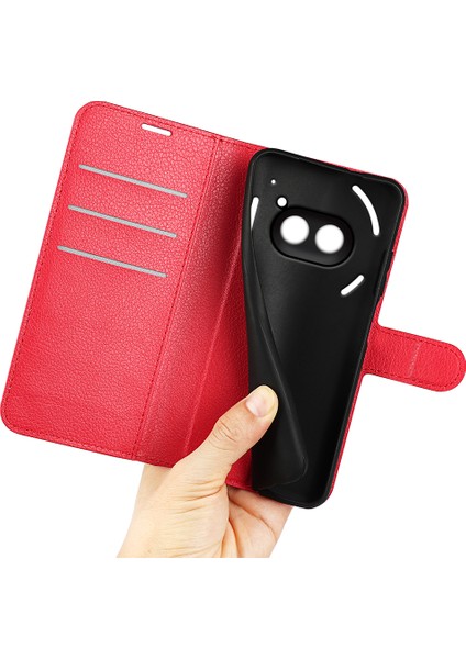 Nothing Telefon (2A) Plus/telefon (2A) Kılıf Litchi Dokulu Deri Folyo Standlı Kart Tutucu Telefon Kapağı-Gül (Yurt Dışından) fırsatları