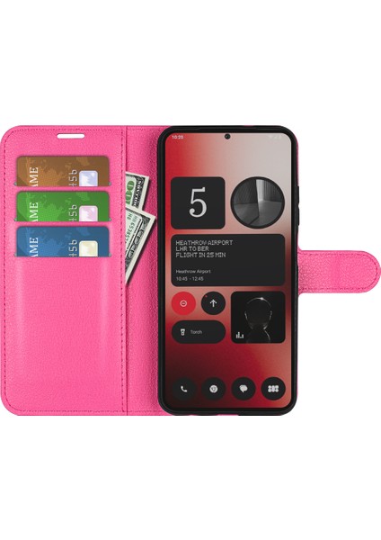 Nothing Telefon (2A) Plus/telefon (2A) Kılıf Litchi Dokulu Deri Folyo Standlı Kart Tutucu Telefon Kapağı-Gül (Yurt Dışından)