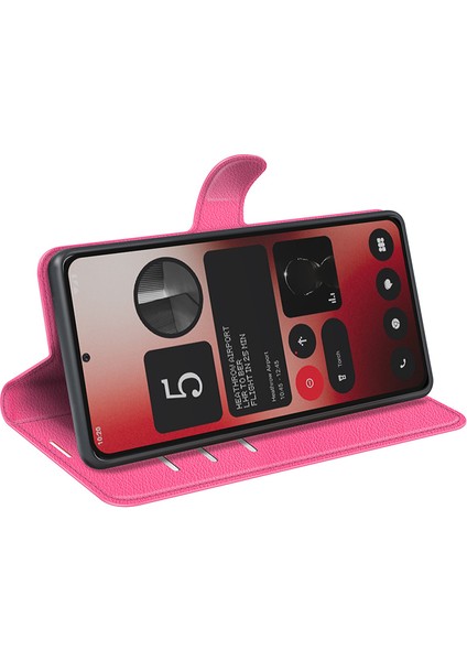 Nothing Telefon (2A) Plus/telefon (2A) Kılıf Litchi Dokulu Deri Folyo Standlı Kart Tutucu Telefon Kapağı-Gül (Yurt Dışından)